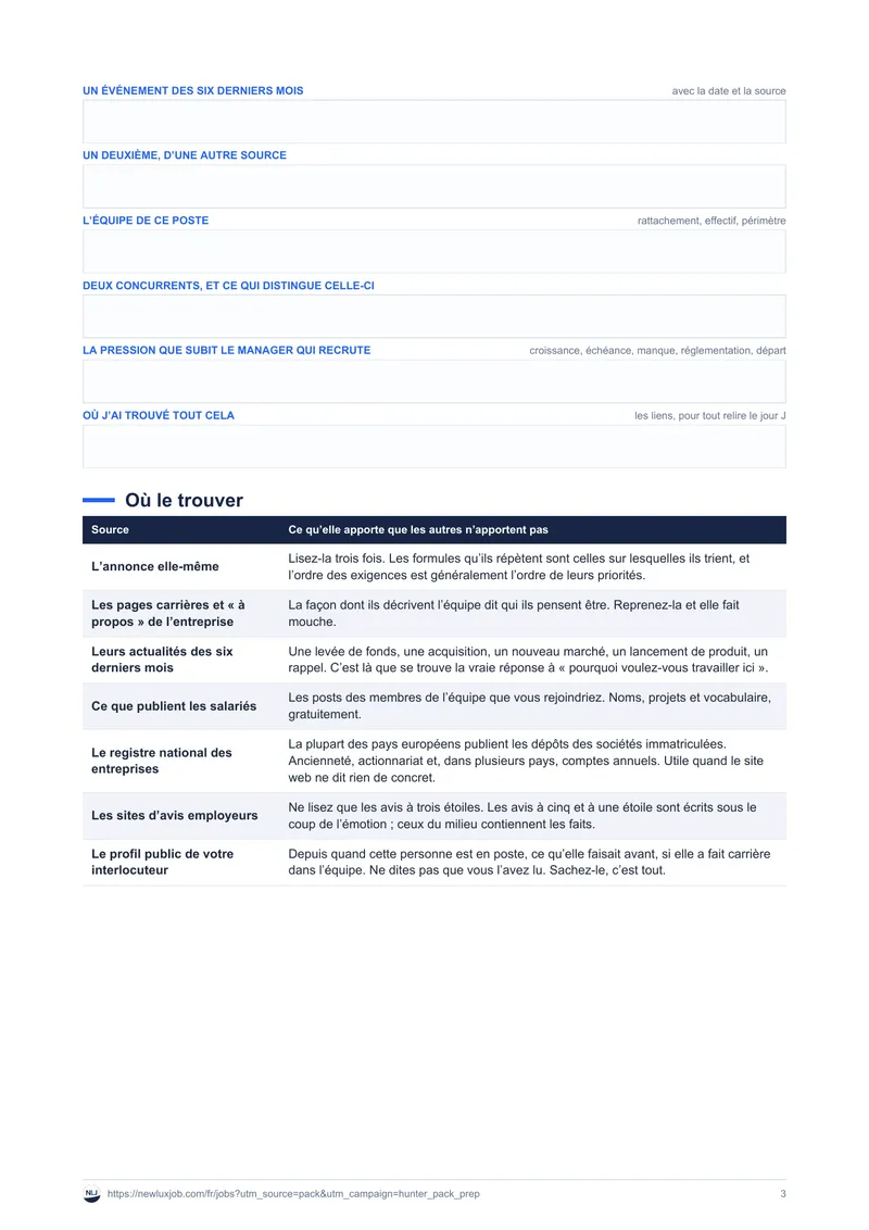 Planificateur de préparation aux entretiens, page 2