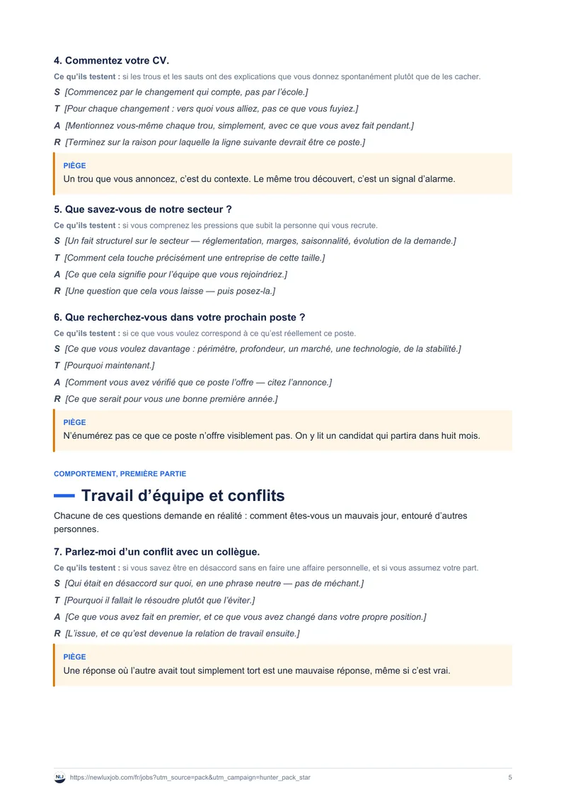 30 questions d'entretien, réponses STAR, page 3