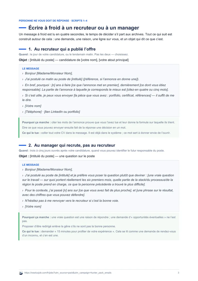 Modèles d'e-mails de networking et de relance, page 2