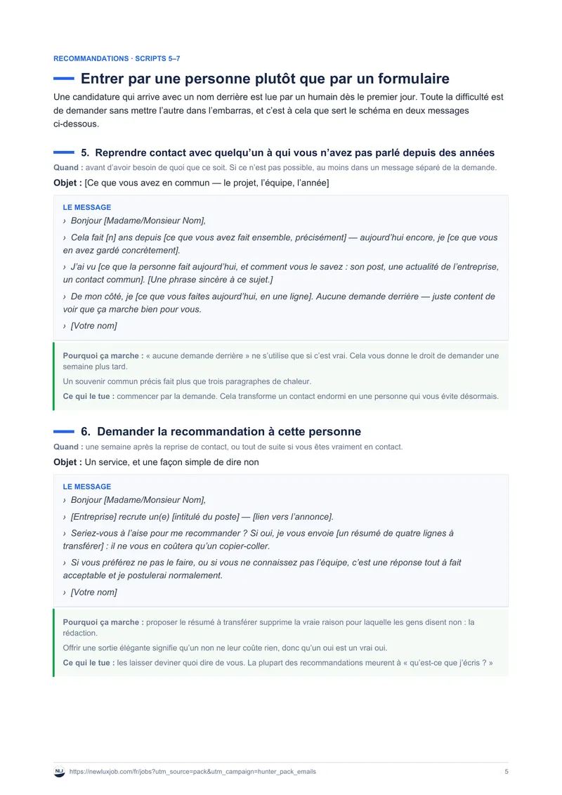 Modèles d'e-mails de networking et de relance, page 3