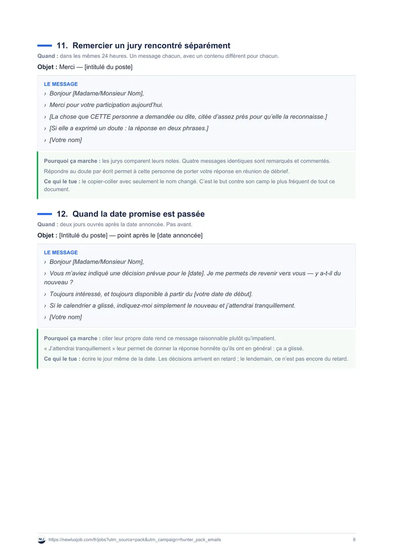 Modèles d'e-mails de networking et de relance, page 4