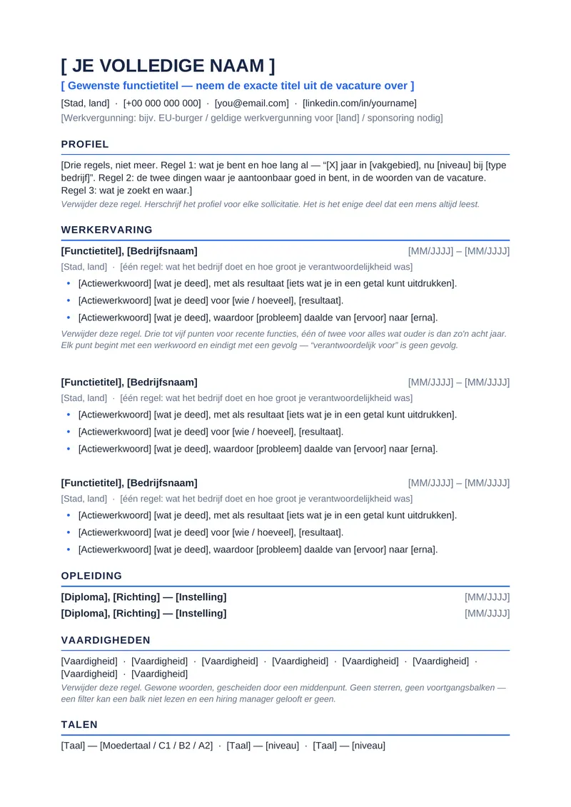 ATS-vriendelijke cv-sjablonen, pagina 2