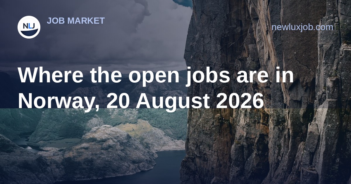 Where the open jobs are in Norway, 20 August 2026