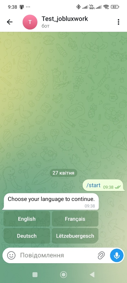 Start the bot in Telegram